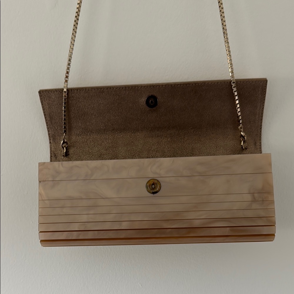 Jimmy Choo Cream and Brown Wristlet Clutch - Picture 2 of 9